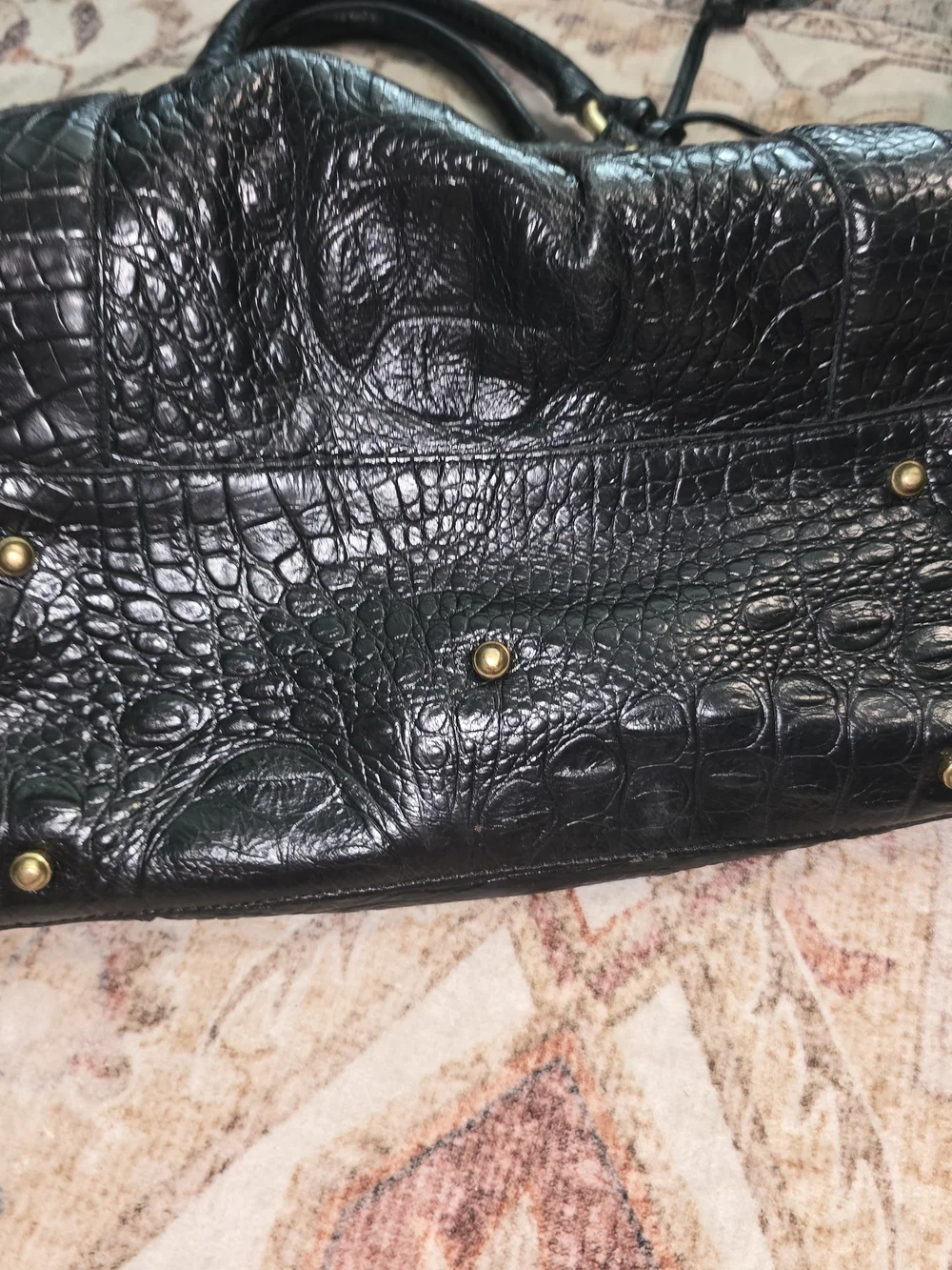 Brahmin Louise Rose Croc-Embossed Leather Satchel Handbag
